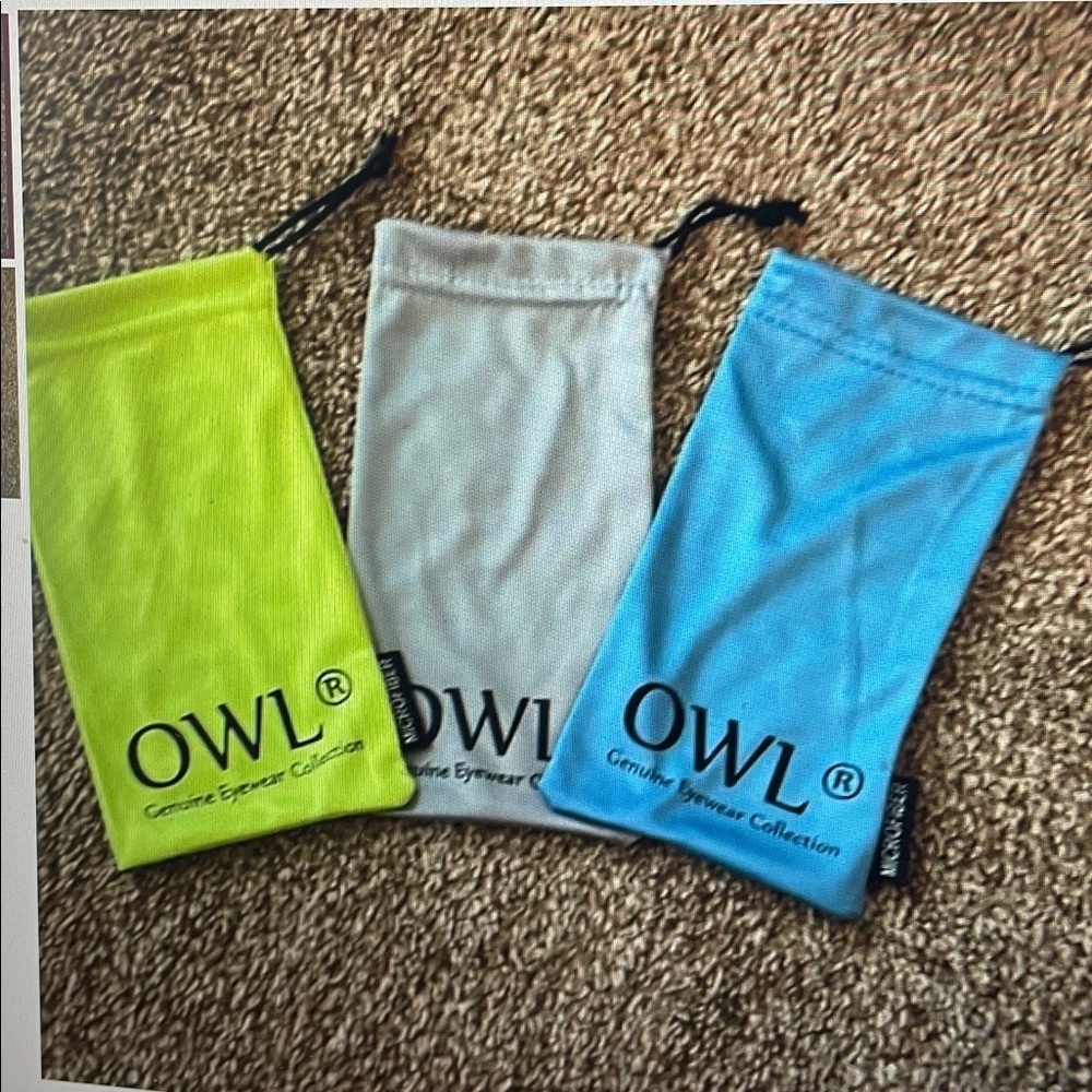 Bundle of 3 Microfiber OWL eyeglass pouch bags